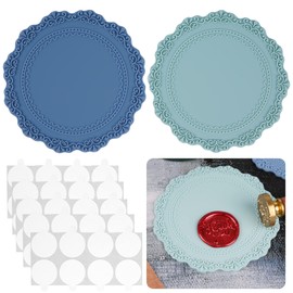 LSYGXYZ Wax Seal Silicone Pad Kit 2 Pieces Wax Seal Pads with 40 Pieces Double Sided Adhesive Dots for Thank You Cards Wedding Invitations Christmas Gift Wrapping for Making Sealing Wax