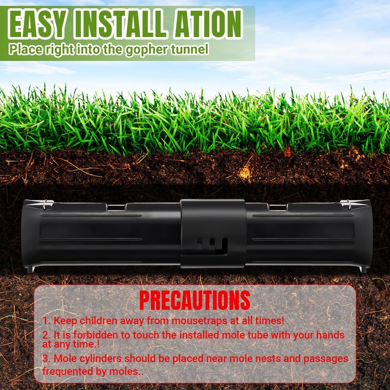 Qualirey 8 Pcs Adjustable Mole Traps for Lawns Gopher Trap