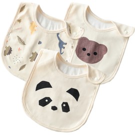 kalavika Bib, Baby Boys and Girls, Set of 3, 0-4 Years Old, Soft, For Meals, Scandinavian Design, Cotton, Absorbent, Breathable, Meal Apron, Baby Food, Nursery, 5-Set E