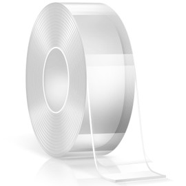 FlyCoco 16.4FT Double Sided Tape Heavy Duty, Multipurpose Removable Adhesive Transparent Magic Nano Tape Grip Reusable Mounting Tape Washable for Wall Decor, Poster Hanging, DIY Projects, Carpet