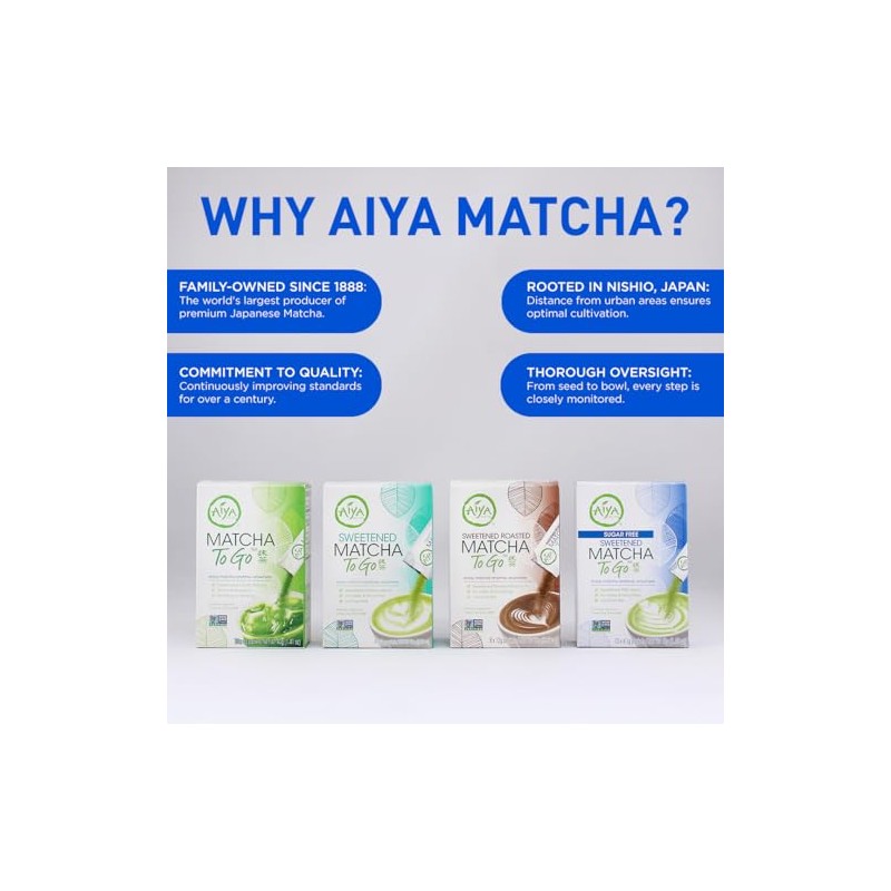 Aiya Sugar-Free Matcha To Go Sticks - Premium Japanese Matcha