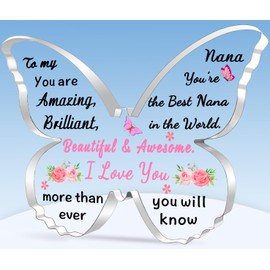 TTOVEN Gift for Nana Birthday Gifts Mothers Day Gifts Beautiful Butterfly Acrylic Plaque-You're the Best Nana in the World