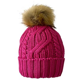 Surprizeshop Ladies Waterproof Bobble Hat | Detachable Bobble | Soft Inner Fleece | Cable Knit Design | Golf Hat | Walking Hat | One Size (Hot Pink)