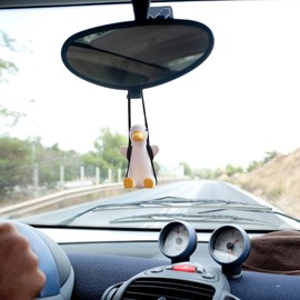 Mastery Brand Adorno Colgante Oscilante de coche de pato - Columpio para espejo retrovisor, Accesorio de decoración divertida y original para tu coche, Divertido Animal de Adorno Estético de Espejo