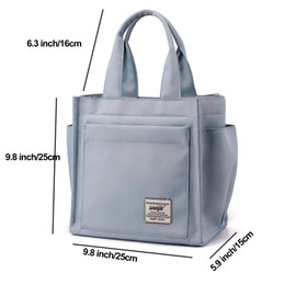 Dylon Kailer Lunch Bag with Zipper Multi-Pocket Reusable Waterproof Women Men Adult Lunch Box Container for Office Work School (Light Blue)