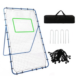 4x7ft Volleyball Rebounder Bounce Back Net,Rebounder Pitchback Training Screen with Neon Target,Carry Bag and 5 Adjustable Rebound Angles,Baseball Pitchback Rebounder for Volleyball,Lacrosse,Soccer