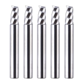 SpeTool 5PCS Single Flute End Mill Set with 1/4 Shank 1" Cutting Length 2" OVL, Solid Carbide O Flute Spiral Upcut Router Bits CNC Milling Cutter for Wood Aluminium Acrylic