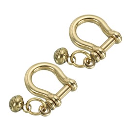 PATIKIL D-Ring Shackles, 2Pcs 3/8 Inch Inside Width Solid Brass U Shape Small Shackles for DIY Leather Craft Replacement