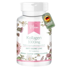 Collagen 1000 mg - Anti-Aging Line - Hydrolysed Collagen + Vitamin C + L-Ornithine - 90 Tablets - High Dose - 100% Vegan - Made & Laboratory Test in Germany | Miosan® Club