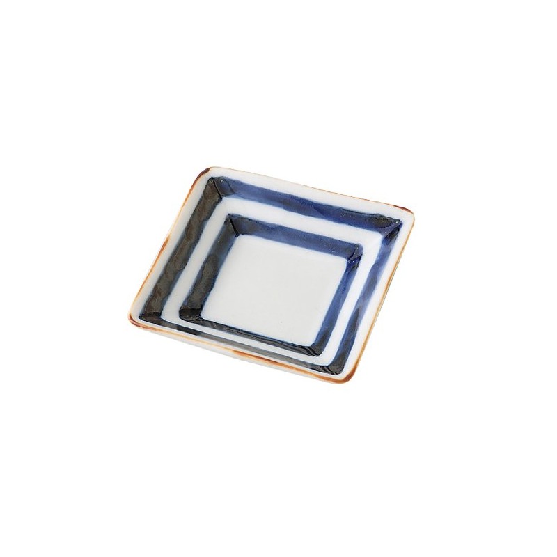 Yoshida Ware 60442 Aochen Pottery Square Bean Plate, 2.8 inches