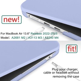 DONGKE Compatible with MacBook Air 13.6 inch Case M4 M3 M2 2025 2024 2023 2022 A3240 A3113 A2681, Plastic Hard Shell & Keyboard Cover for MacBook Air M4 13 inch Case, Matte Serria Blue