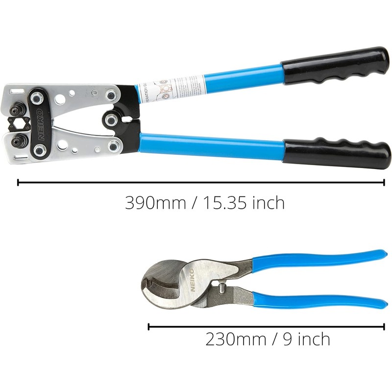 NEIKO 02039A Lug Crimping Plier and Cable Cutter Set, Battery