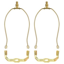 GIGIVOSHA Lamp Shade Harp Holder for Table and Floor Lamps,2 Set Heavy Duty Detachable Lamp Shades Bracket with 3/8 Standard Saddle and Lamp finials (Polished Brass, 10 Inch)