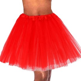 Sinalty - Falda de baile tutú de 3 capas, falda de ballet de Rave de los años 20, vestido de tutús para mujeres y niñas, Rojo -, One Size