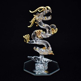 Folcart Feng Shui Handmade Glasswork Glass Dragon Good Luck Auspicious Money Luck