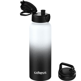 GOPPUS 1200ML/40OZ Stainless Steel Water Bottle 1.2 Litre Metal Vacuum Flask for Travel Double Walled Bottle Leakproof Coffee Flask for Outdoor Large Bottle with Wide Mouth Sport Flask Keep Hot/Cold