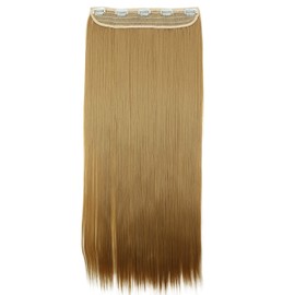 CAISHA 28" Clip In Hair Extensions One Piece Full Head Hairpiece Straight Honey Blond C65