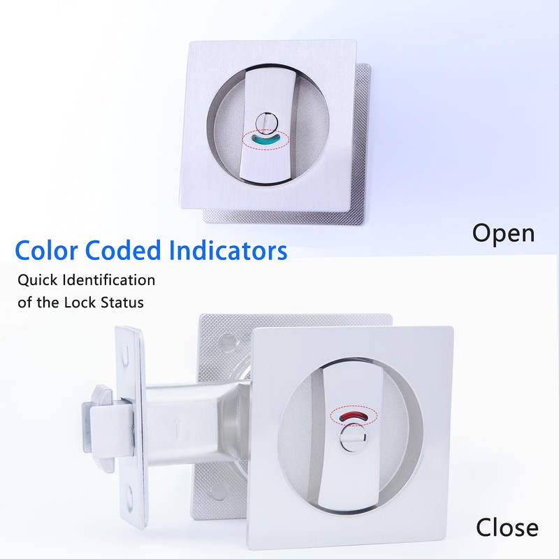 Dontay Pocket Door Lock and Pull, Square Privacy (Bed/Bath) Latch,