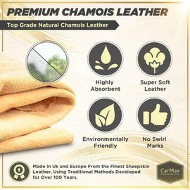 CarMax Premium Qualität Fensterleder/Auto Trockentuch Extra Large - Perfekt zum Trocknen von großen Autos, Transportern usw. Glas, Spiegel, innen & außen, super weich und sehr saugfähig