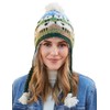 Pachamama Women Wool Bobble Beanie Hat Ear Flaps Handknitted Cute