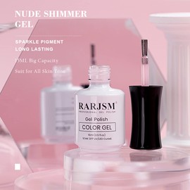 RARJSM Pale Pink Glitter Gel Polish Nude Gel Polish Sparkle Shimmer Neutral Skin Tone Light Pink Sheer Jelly Transparent Gel Nail Polish 15ml Single Bottle Soak off UV LED Cured for Home Salon DIY