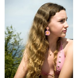 60s 71s Flower Acrylic Earrings Acrylic Earrings Simple Retro Disco Hippie Earrings Orange Bohemian Flower Dangle Drop Earrings Christmas New Year Jewelry Gift(orange)