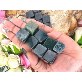 Moss agate mini crystal cube - moss agate cube - moss agate mini cube - small