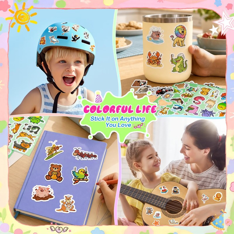 202Pcs Cute Cartoon Animal Stickers Water Bottle Stickers Pet Bulk