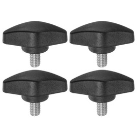 sourcing map 4pcs Tee Wing Knobs Thumb Screws M6 x 8mm Standard Male Thread Plastic T Knobs Handles Hand Clamping Thumbscrew, Black