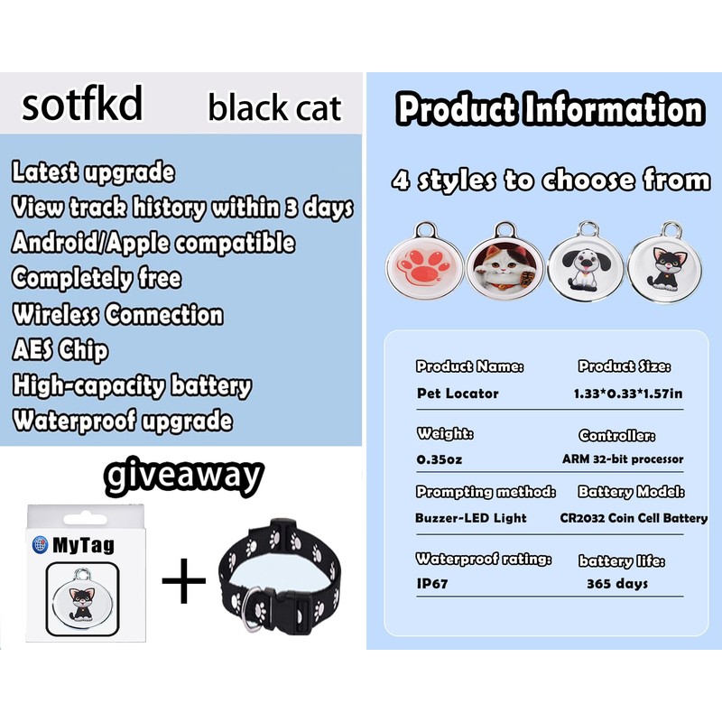 Cat Tracker Collar-Cat GPS Tracker-GPS Tracker for Cats| Dual-System Tracker