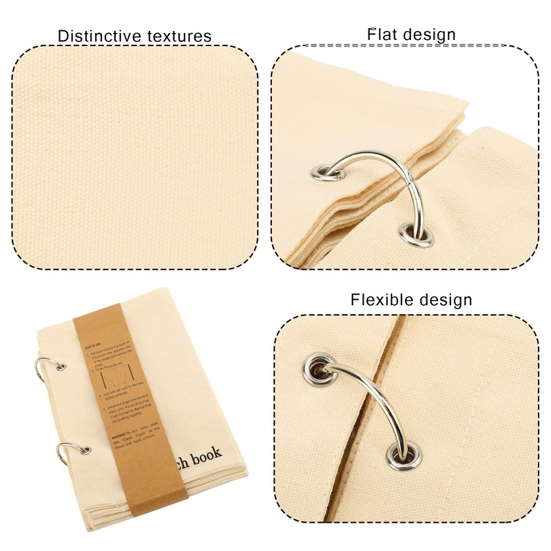 lvifloae Blank Fabric Sketchbook Art Journaling Fabric Sketch Book Linen