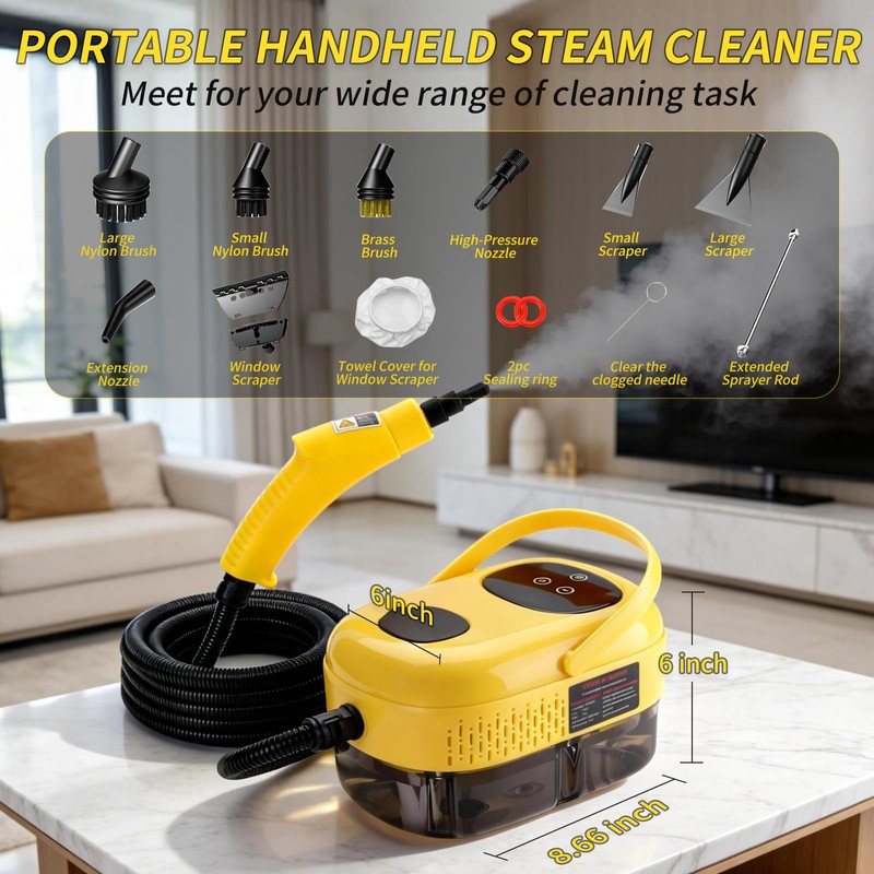 Steam Cleaner,15s Heat-Up 6-Level Adjustable, 2500W Handheld Steam Cleaner for