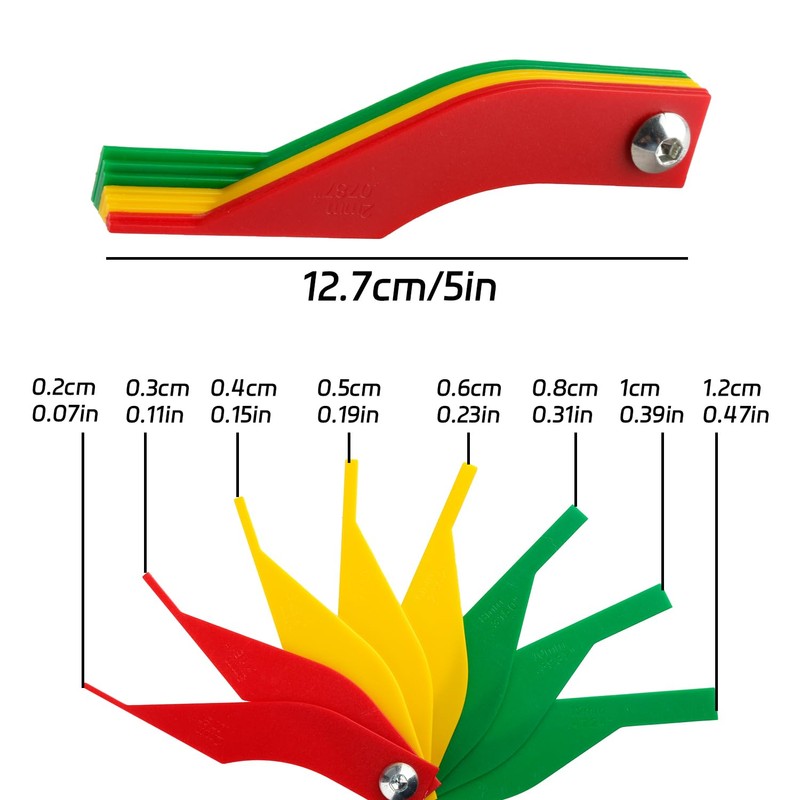 Tabanzhe 1PC Brake Pad Thickness Gauge–Colour Coded Measuring Ruler Tool
