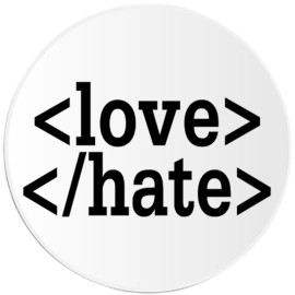 Kiwi Gifts Start Love End Hate - Circle Sticker Decal 3 Inch - HTML Tags