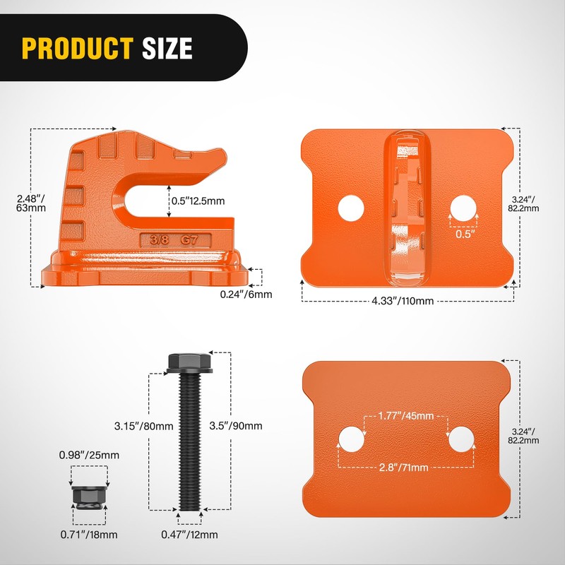 Nilight 2PCS Tractor Bucket Grab Hook 3/8'' Heavy Duty Drop