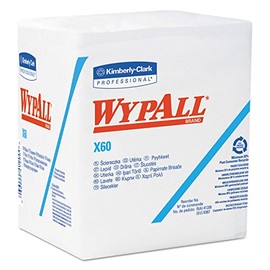 WypAll X60 Wipers, 1/4 Fold, 12 1/2 X 13, White, 76/Box, 12 Boxes/Carton