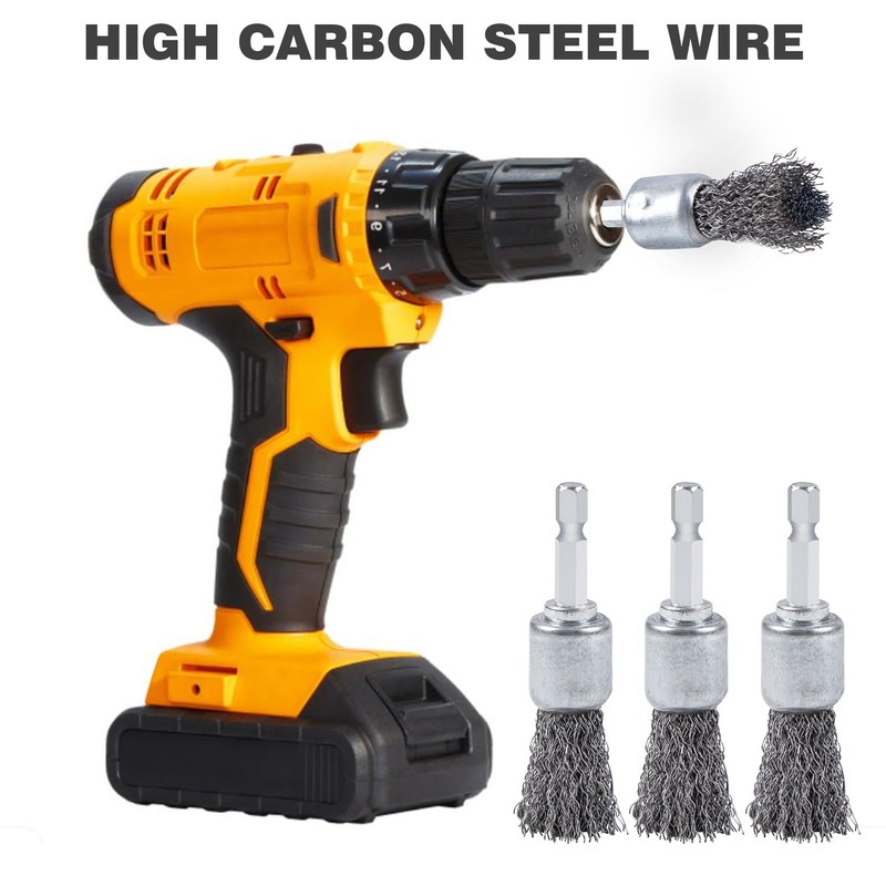 WUBOECE 10PCS Wire Brush for Drill, High Carbon Steel Wire