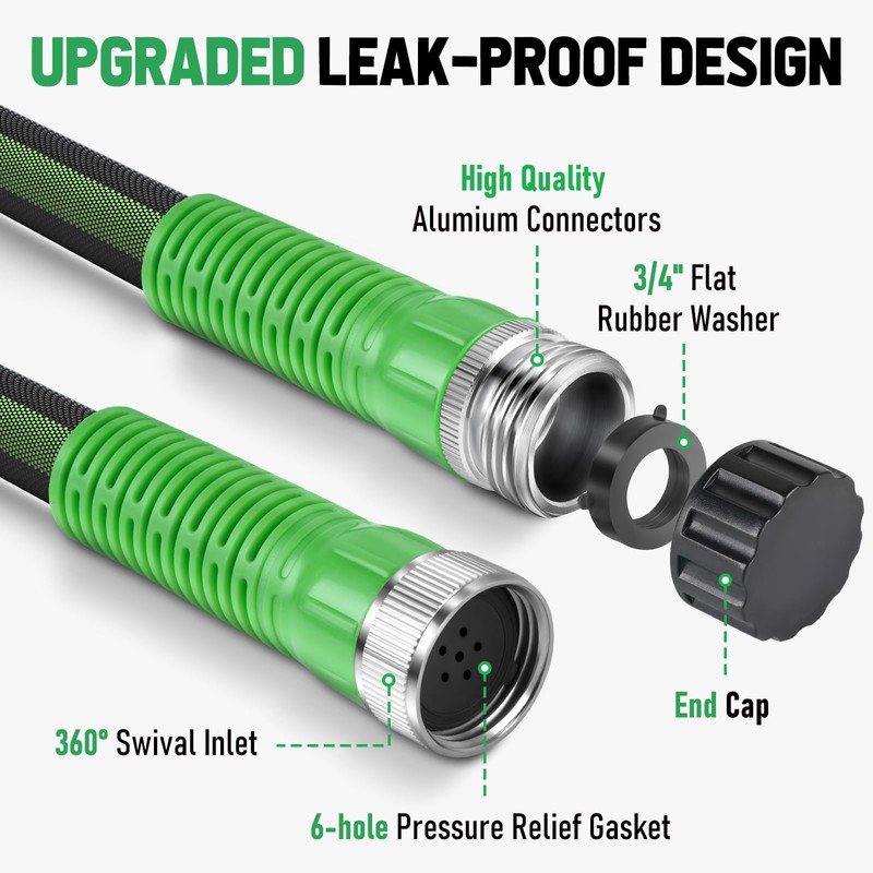 Flat Soaker Hose 50FT for Garden and Lawns, 80% Water-Saving