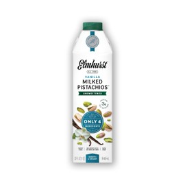 Elmhurst 1925 Vanilla Pistachio Milk Unsweetened - 32 Ounce (Pack of 6) Dairy-Free, Vegan, Kosher, Shelf Stable Milk Made w/Vanilla, Water & Pistachio for Healthier, Simpler Plant-Based Alternatives
