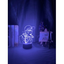 QQAAMZ Rapper Lil Peep 3D LED Anime Night Light, Home Decoration, Colourful Celebrity Birthday Party, USB Desk Lamp, Gifts for Fans