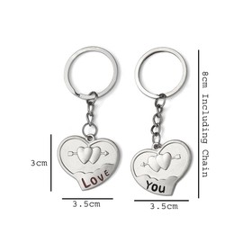 Komonee Valentines Day 2-Part Couple Keyrings Novelty Love You Heart Best Friends Present Key Chains His Hers Mens Womens Gift Metal Car Keys Ring (KR-12)