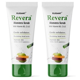 Revera Aloe Vera Scrub With Vitamin B3, C And E, 100 gm | Pack Of 2 | Gentle Exfoliators And Revitalizing Facial | Improves Skin Texture, Tone And Appearance | Suitable For All Skin Types | Made In India