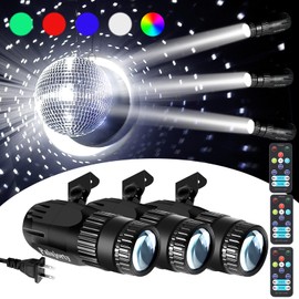 Pin Spotlight with Remote 3 Pack, Palujorty 15W Multicolor Mirror Ball Light Plug in for Disco Ball Party (65'' Extra Long Power Cord)