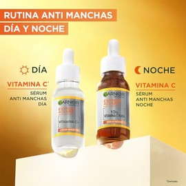 Kit Garnier Express Aclara Vitamina C Serum día + Serum noche, para una piel radiante, unifica el tono durante el día y reduce las manchas durante la noche