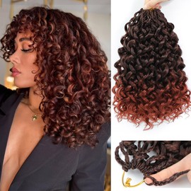 New Gogo Curl Crochet Hair Pre Looped 8 Packs Pre Twisted Curly Crochet Hair for Black Women Beach Curl Wave Crochet Synthetic Hair Extensions (14 Inch (Pack of 8) T350#)
