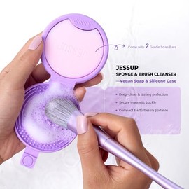 Jessup Alfombrilla Limpiadora de Brochas de Maquillaje de Silicona con 2 Jabones Sólidos