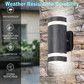 WISELUME Up and Down Outdoor Wall Lights- Outdoor Lighting Fixtures,RGB Color Changing, App & Voice Control, ETL Listed, Front Door Light Fixture 6500K, Smart Exterior Lights for House, Porch, Garage