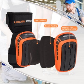 LIDUEN PRO Knee Pads for Work-Heavy Duty Support Kneepads with Gel Cushion and Anti-Slip Straps for Construction, Flooring, Gardening, Cleaning, Tile
