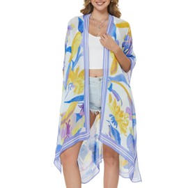 STARWHISPER - Traje de baño para mujer con kimono de playa bohemio para mujer, ropa casual de verano 2025, b púrpura, Talla única