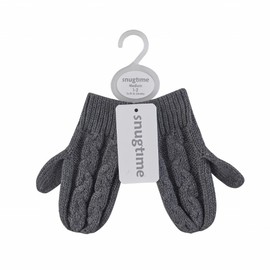 Snugtime Cotton Cable Knitted Mitten, Charcoal, Medium